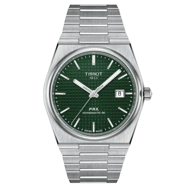 Tissot PRX Powermatic 80 watch green dial steel bracelet 40 mm