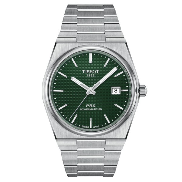 Tissot PRX Powermatic 80 watch green dial steel bracelet 40 mm