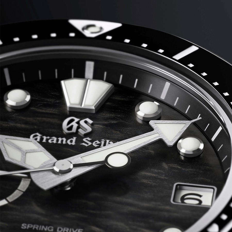 Montre Grand Seiko Evolution 9 Plongée Titane Spring Drive cadran noir bracelet titane 43,8 mm