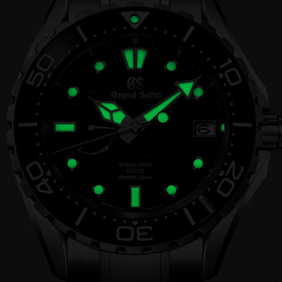 Montre Grand Seiko Evolution 9 Plongée Titane Spring Drive cadran noir bracelet titane 43,8 mm