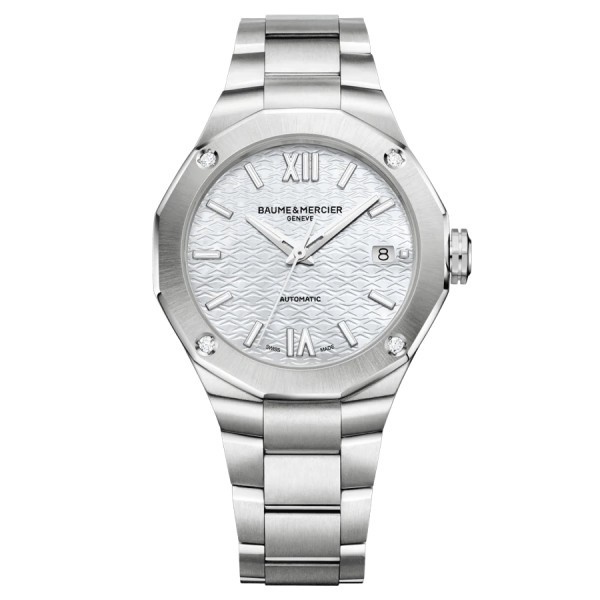 Montre Baume et Mercier Riviera automatique cadran nacre blanche bracelet acier 36 mm