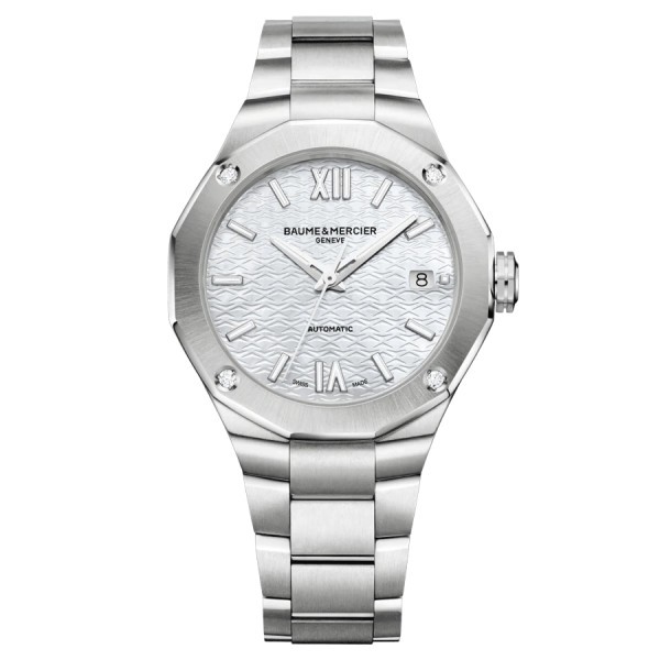 Watch Baume et Mercier Riviera automatic white mother-of-pearl dial steel bracelet 36 mm 10663