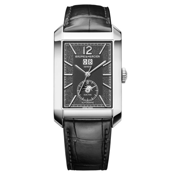 Baume et Mercier Hampton automatic watch grey dial black leather strap 48 x 31 mm 10666