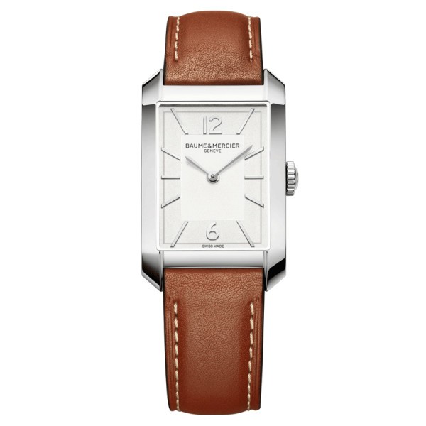 Baume et Mercier Hampton quartz watch white dial brown leather strap 43 x 27,5 mm 10670