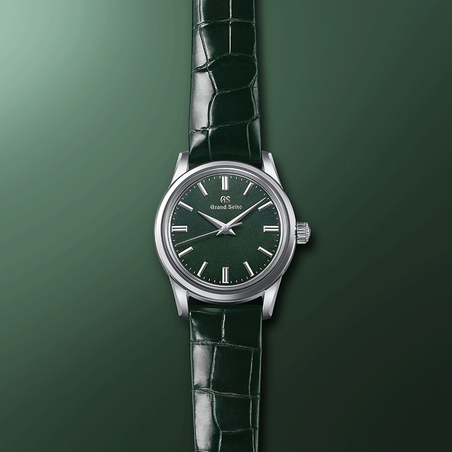 Montre Grand Seiko Elegance mécanique "Byōka" cadran vert bracelet cuir vert 37,3 mm