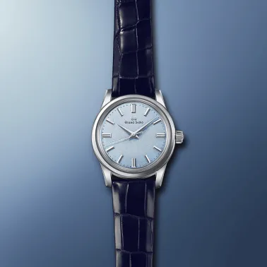 Montre Grand Seiko Elegance mécanique "Kishun" cadran bleu bracelet cuir bleu 37,3 mm