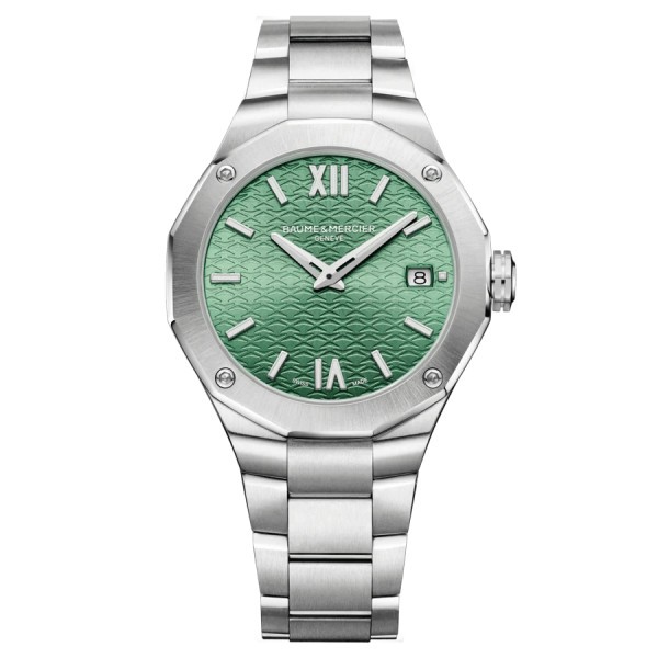 Montre Baume et Mercier Riviera quartz cadran vert bracelet acier 36 mm