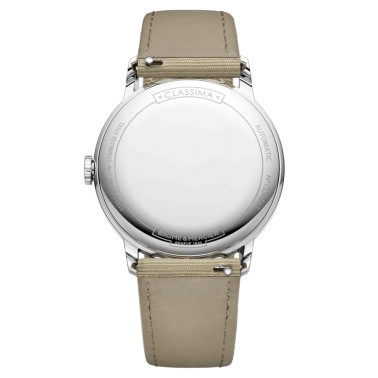 Montre Baume et Mercier Classima automatique cadran gris bracelet toile beige 42 mm 10695