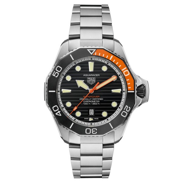 TAG Heuer Aquaracer Professional 1000 Superdiver automatic watch black dial steel bracelet 45 mm WBP5A8A.BF0619