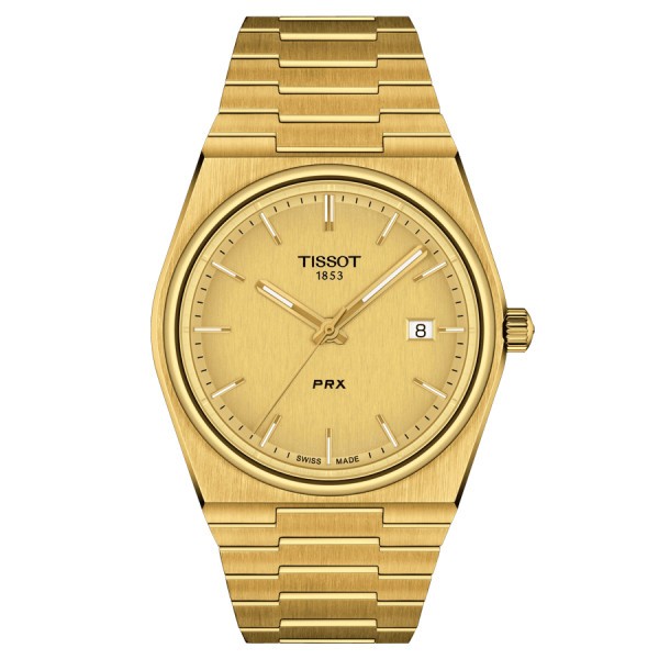Tissot PRX quartz watch champagne dial steel bracelet pvd yellow gold 40 mm T137.410.33.021.00
