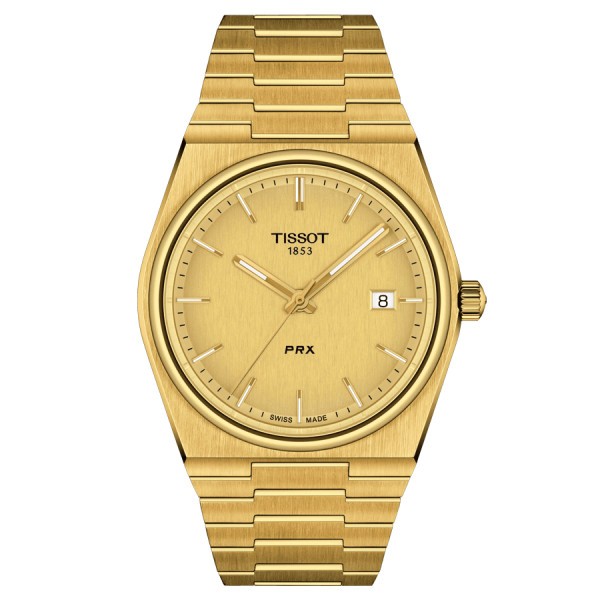 Tissot PRX quartz watch champagne dial steel bracelet pvd yellow gold 40 mm T137.410.33.021.00