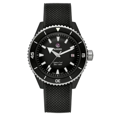 Rado Captain Cook High-Tech Ceramic Diver automatic watch black dial black rubber strap 43 mm R32129158