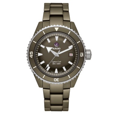 Montre Rado Captain Cook High-Tech Ceramic Diver automatique cadran vert bracelet céramique vert 43 mm R32130312