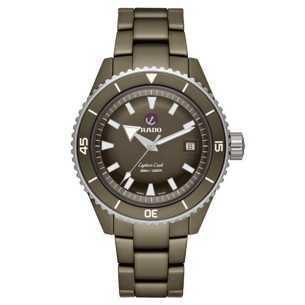 Montre Rado Captain Cook High-Tech Ceramic Diver automatique cadran vert bracelet céramique vert 43 mm R32130312