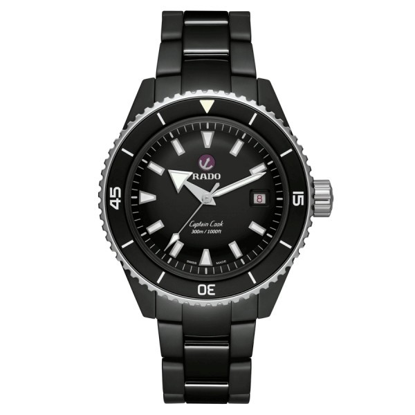 Montre Rado Captain Cook High-Tech Ceramic Diver automatique cadran noir bracelet céramique noir 43 mm R32129152