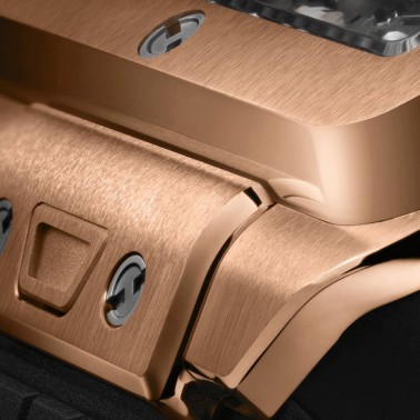 Hublot Square Bang Unico King Gold automatic watch skeleton dial black rubber strap 42 mm 821.OX.0180.RX