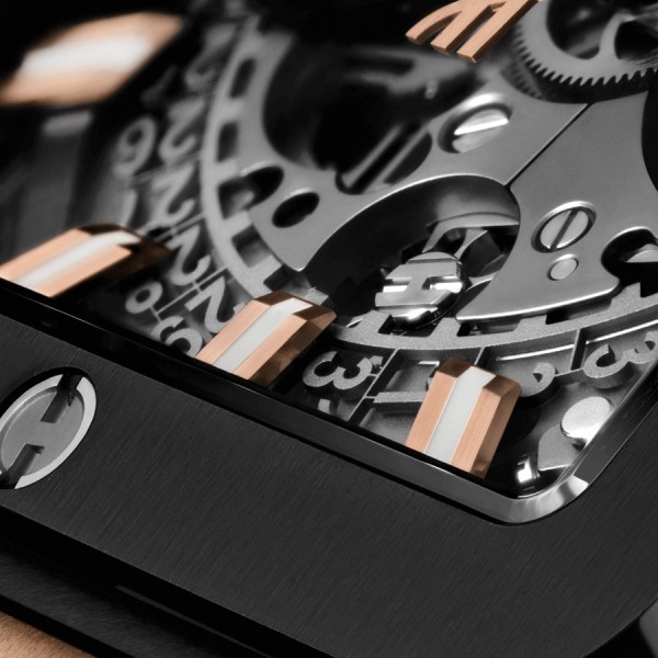 Hublot Square Bang Unico King Gold Ceramic automatic watch skeleton dial black rubber strap 42 mm 821.OM.0180.RX