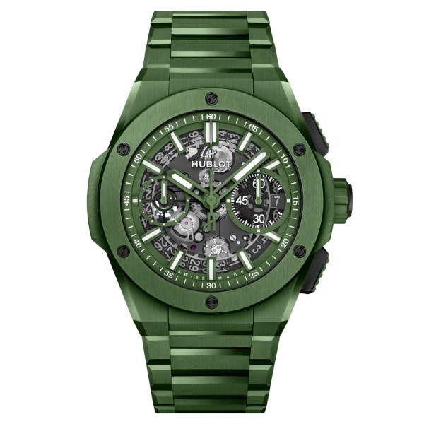 Hublot Big Bang Integral Green automatic watch with skeleton dial and green ceramic bracelet 42 mm 451.GX.5220.GX