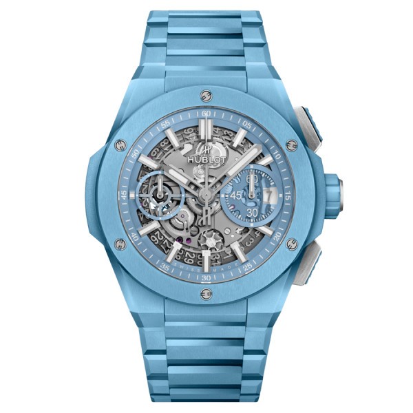 Montre Hublot Big Bang Integral Sky Blue automatique cadran squelette bracelet céramique bleu 42 mm