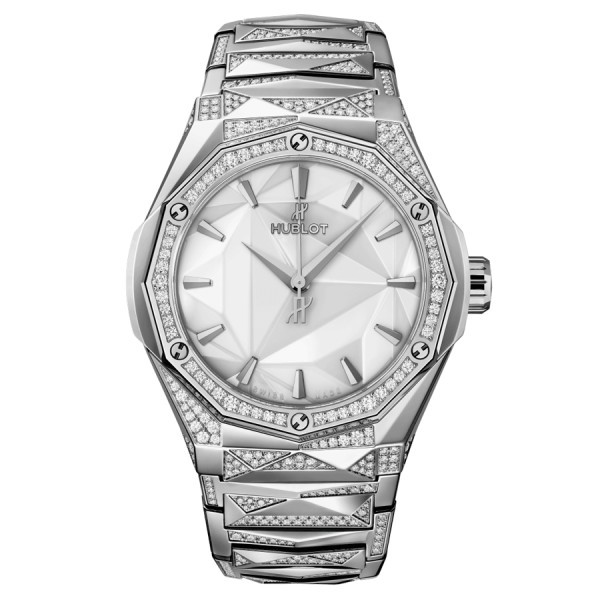 Hublot Classic Fusion Orlinski automatic watch white dial titanium bracelet alternative paved 40 mm 550.NS.2200.NS.3804.ORL22