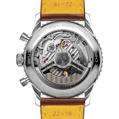 Breitling Navitimer automatic watch B01 Chronograph silver dial brown leather strap 41 mm