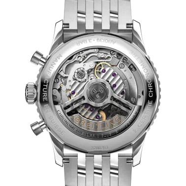 Breitling Navitimer automatic watch B01 Chronograph blue dial steel bracelet 41 mm