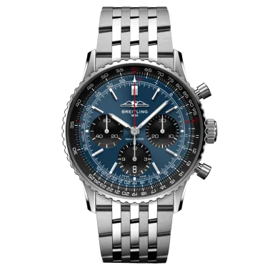 Breitling Navitimer automatic watch B01 Chronograph blue dial steel bracelet 41 mm