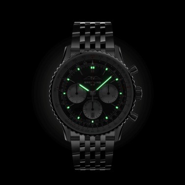 Breitling Navitimer automatic watch B01 Chronograph black dial steel bracelet 43 mm