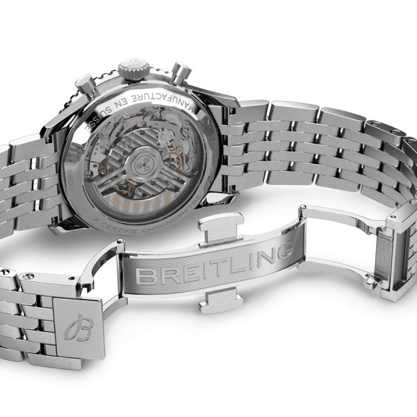 Breitling Navitimer automatic watch B01 Chronograph mint green dial steel bracelet 41 mm