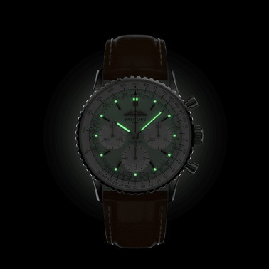 Montre Breitling Navitimer automatique B01 Chronographe cadran vert menthe bracelet cuir marron 41 mm AB0139211L1P1