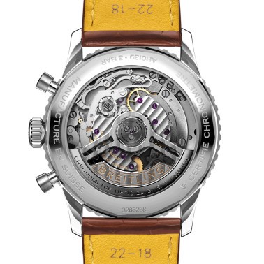 Breitling Navitimer automatic watch B01 Chronograph mint green dial brown leather strap 41 mm