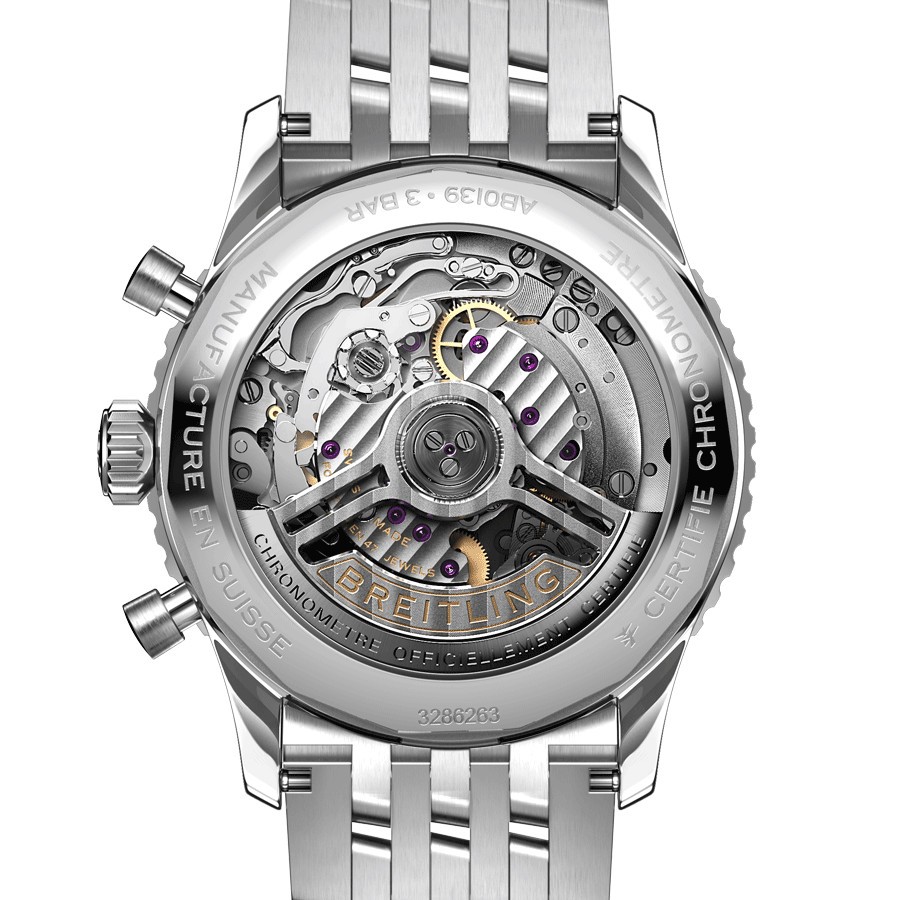 Breitling Navitimer automatic watch B01 Chronograph silver dial steel bracelet 41 mm