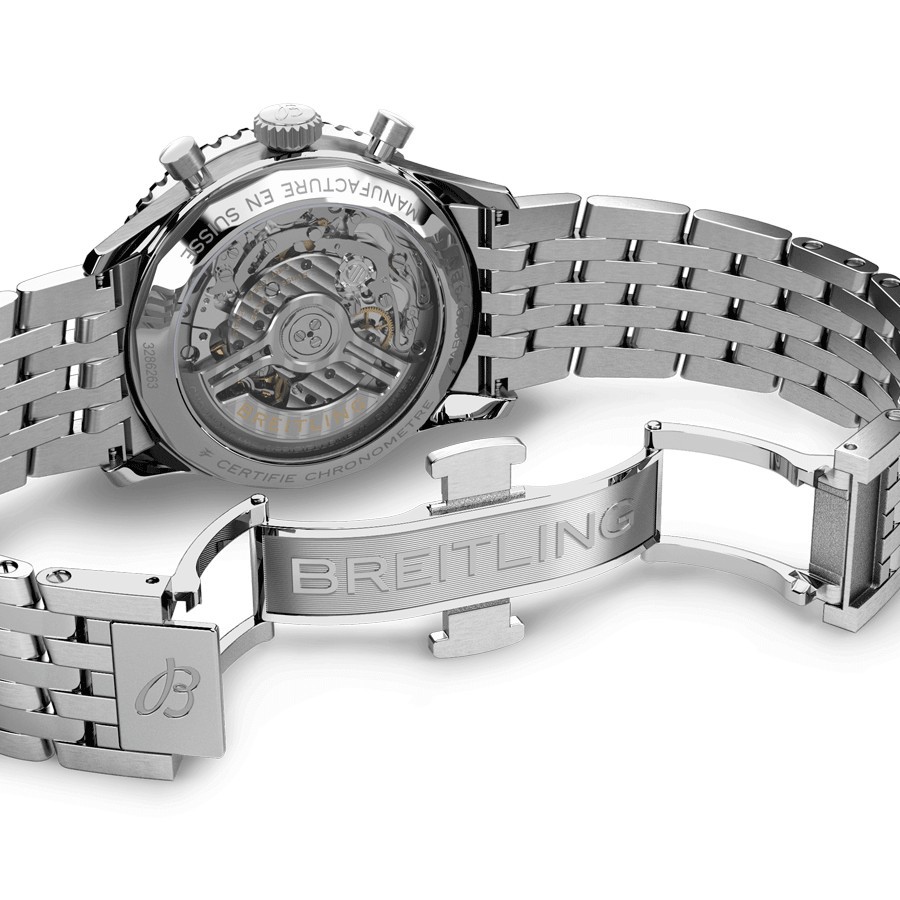 Breitling Navitimer automatic watch B01 Chronograph silver dial steel bracelet 41 mm