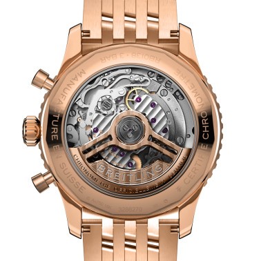 Montre Breitling Navitimer automatique Or Rose B01 Chronographe cadran noir bracelet or rose 43 mm RB0138211B1R1