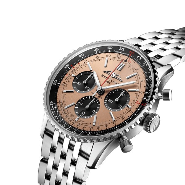 Montre Breitling Navitimer automatique B01 Chronographe cadran cuivre bracelet acier 43 mm AB0138241K1A1