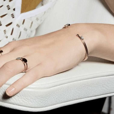 Jonc Ginette NY Single Diamond Choker en or rose et diamants - PORTE