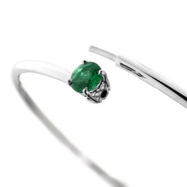 Bracelet Jonc flexible Lepage Pur en or blanc et émeraude LEP3EG