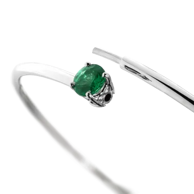 Bracelet Jonc flexible Lepage Pur en or blanc et émeraude LEP3EG