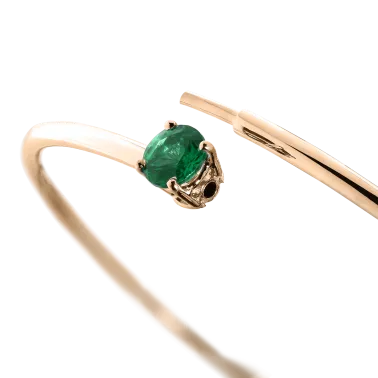 Bracelet Jonc flexible Lepage Pur en or rose et émeraude LEP3ER