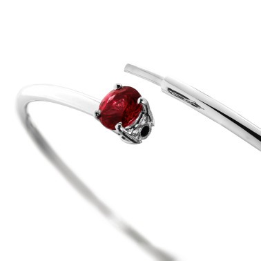 Bracelet Jonc flexible Lepage Pur en or blanc et rubis LEP3RG