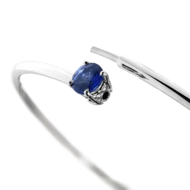 Bracelet Jonc flexible Lepage Pur en or blanc et saphir LEP3SG