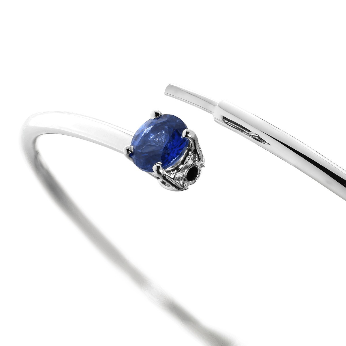 Bracelet Jonc flexible Lepage Pur en or blanc et saphir