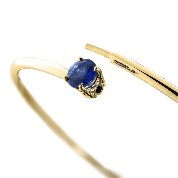 Bracelet Jonc flexible Lepage Pur en or jaune et saphir