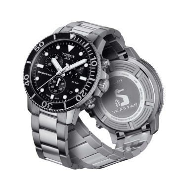 Tissot T-Sport Seastar 1000 Chronograph quartz watch black dial steel bracelet 45,5 mm