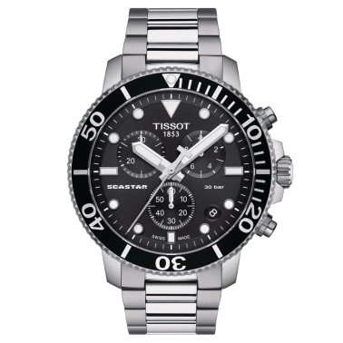 Tissot T-Sport Seastar 1000 Chronograph quartz watch black dial steel bracelet 45,5 mm