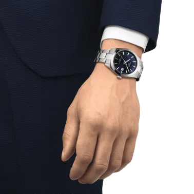 Montre Tissot T-Classic Gentleman Powermatic 80 Silicium cadran bleu bracelet acier 40 mm T127.407.11.041.00