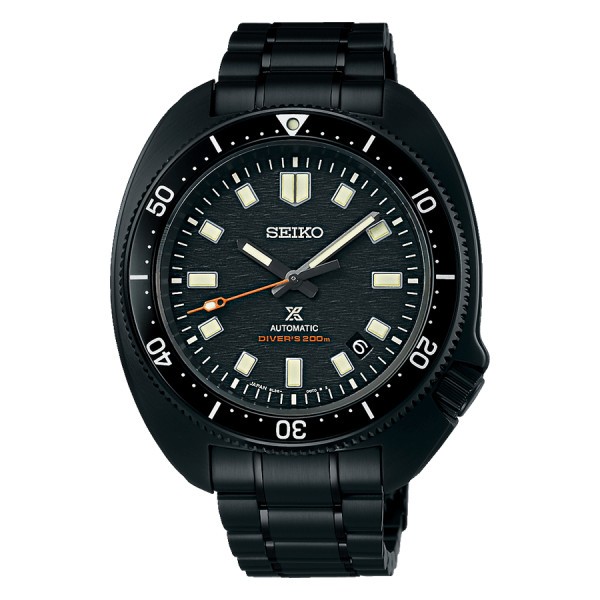 Seiko Prospex Black Series Automatic Diver's 1970 watch black dial black steel bracelet 44 mm