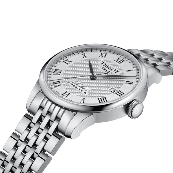 Montre Tissot T-Classic Le Locle Powermatic 80 cadran argent bracelet acier 39,3 mm T006.407.11.033.00