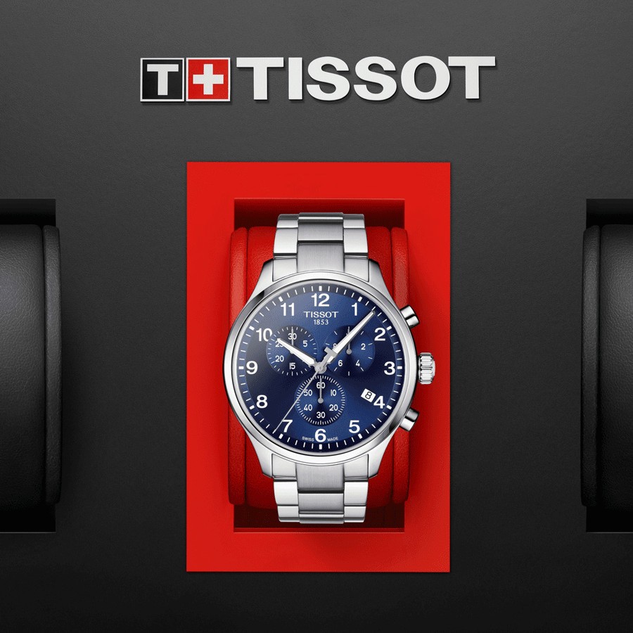 Montre Tissot T-Sport Chrono XL Classic quartz cadran bleu bracelet acier 45 mm T116.617.11.047.01