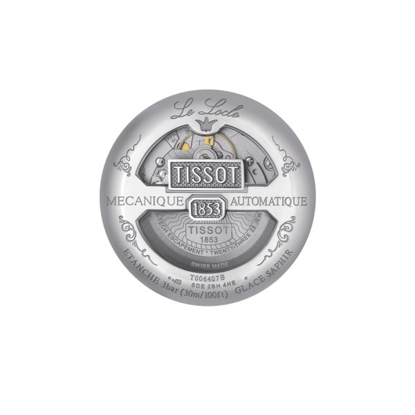 Montre Tissot T-Classic Le Locle Powermatic 80 cadran noir bracelet acier 39,3 mm T006.407.11.053.00